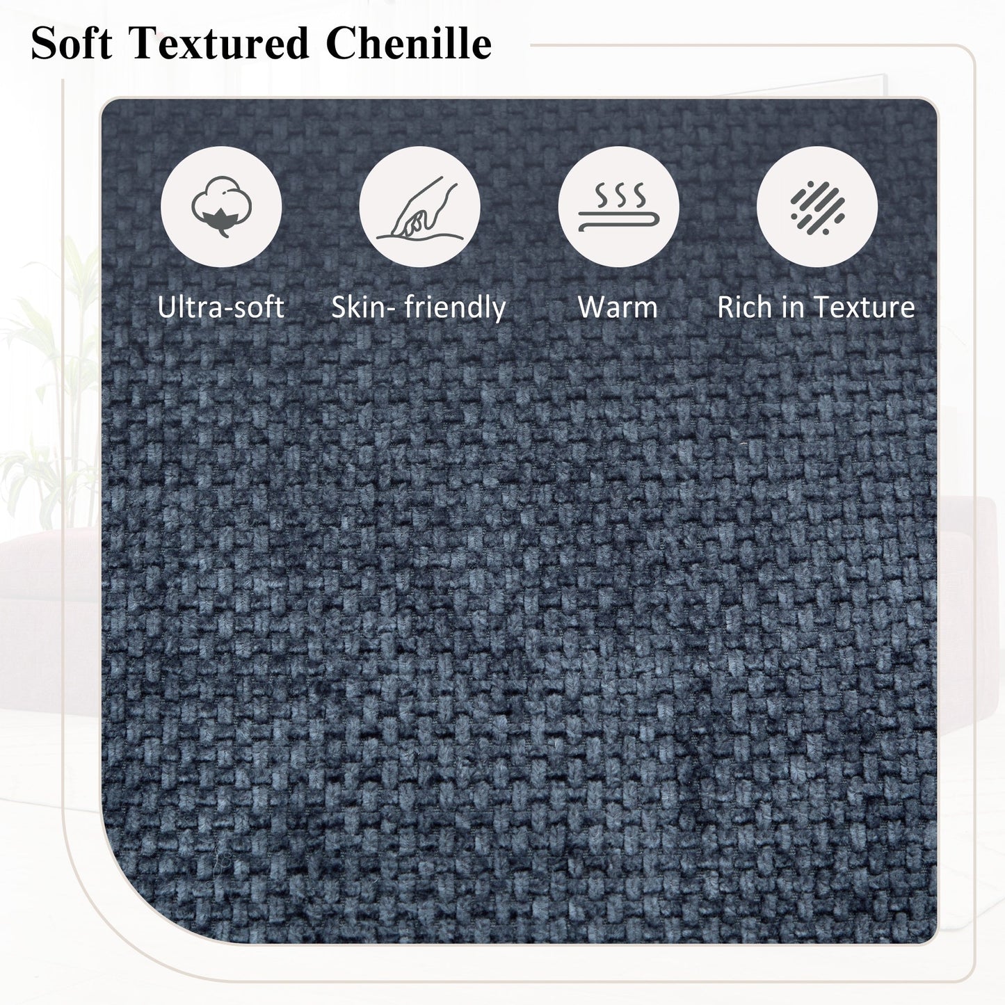 Canapé modulaire Cloud en chenille avec coussins double épaisseur, rangement latéral et oreillers assortis pour le salon