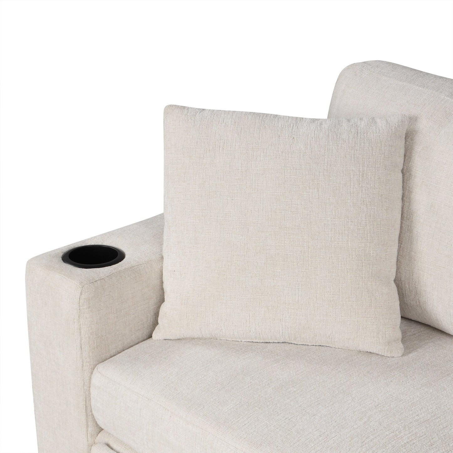 Canapé-lit gigogne modulaire en chenille avec pouf de rangement amovible et ports USB pour le salon