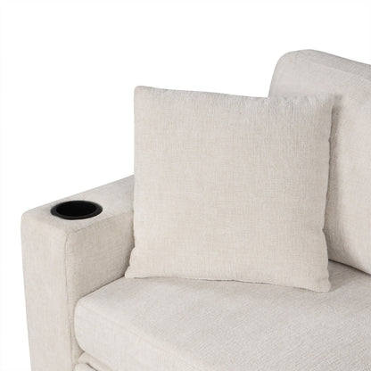 Canapé-lit gigogne modulaire en chenille avec pouf de rangement amovible et ports USB pour le salon