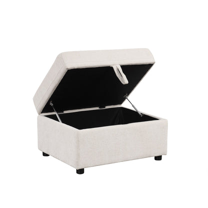 Canapé-lit gigogne modulaire en chenille avec pouf de rangement amovible et ports USB pour le salon