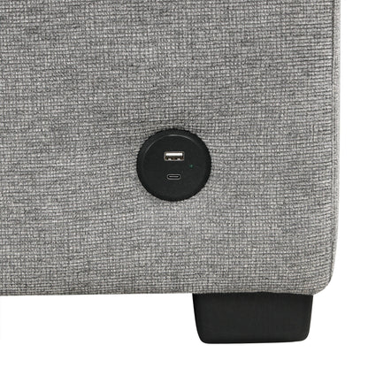 Canapé-lit gigogne modulaire en chenille avec pouf de rangement amovible et ports USB pour le salon