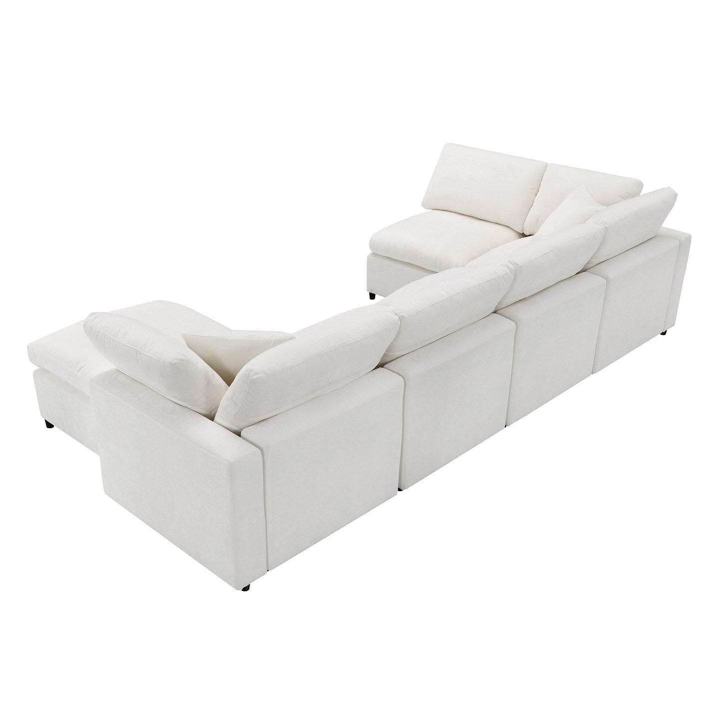 Canapé-lit modulaire Cloud, ensemble de canapés sectionnels en chenille avec pouf, combinaison libre, canapé-lit convertible en U