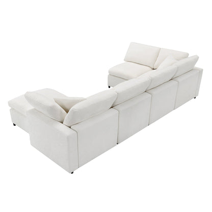 Canapé-lit modulaire Cloud, ensemble de canapés sectionnels en chenille avec pouf, combinaison libre, canapé-lit convertible en U