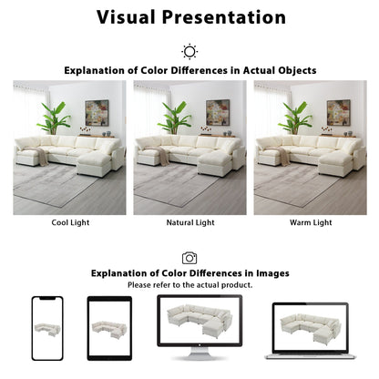 Canapé-lit modulaire Cloud, ensemble de canapés sectionnels en chenille avec pouf, combinaison libre, canapé-lit convertible en U