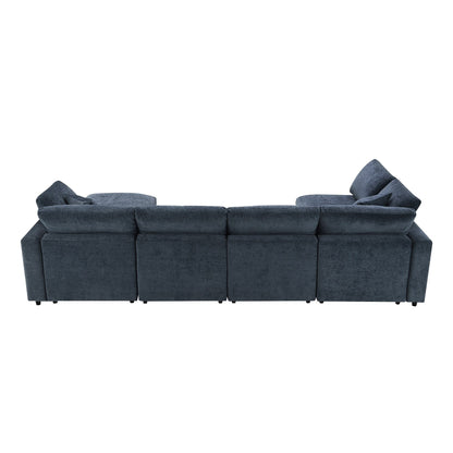 Canapé-lit modulaire Cloud, ensemble de canapés sectionnels en chenille avec pouf, combinaison libre, canapé-lit convertible en U
