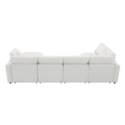 Canapé-lit modulaire Cloud, ensemble de canapés sectionnels en chenille avec pouf, combinaison libre, canapé-lit convertible en U