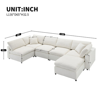 Canapé-lit modulaire Cloud, ensemble de canapés sectionnels en chenille avec pouf, combinaison libre, canapé-lit convertible en U