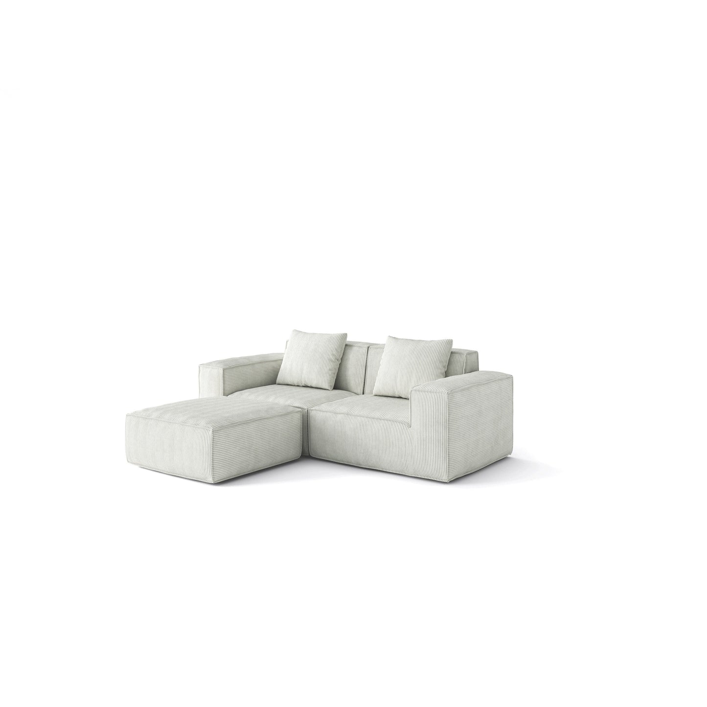 Canapé convertible modulable 2 places avec repose-pieds en velours blanc nuage