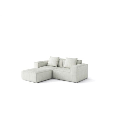 Canapé convertible modulable 2 places avec repose-pieds en velours blanc nuage