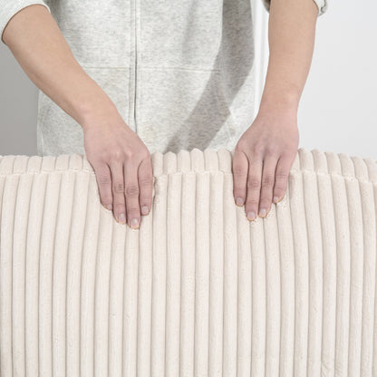 Canapé modulable en velours côtelé 6 places convertible avec ports USB, poufs de rangement et porte-gobelet pour le salon