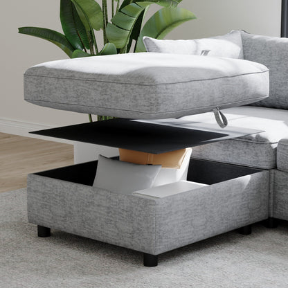 Canapé-lit convertible modulaire en tissu avec rangement pour salon