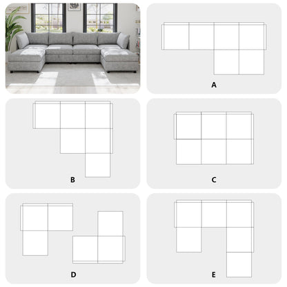 Canapé-lit convertible modulaire en tissu avec rangement pour salon