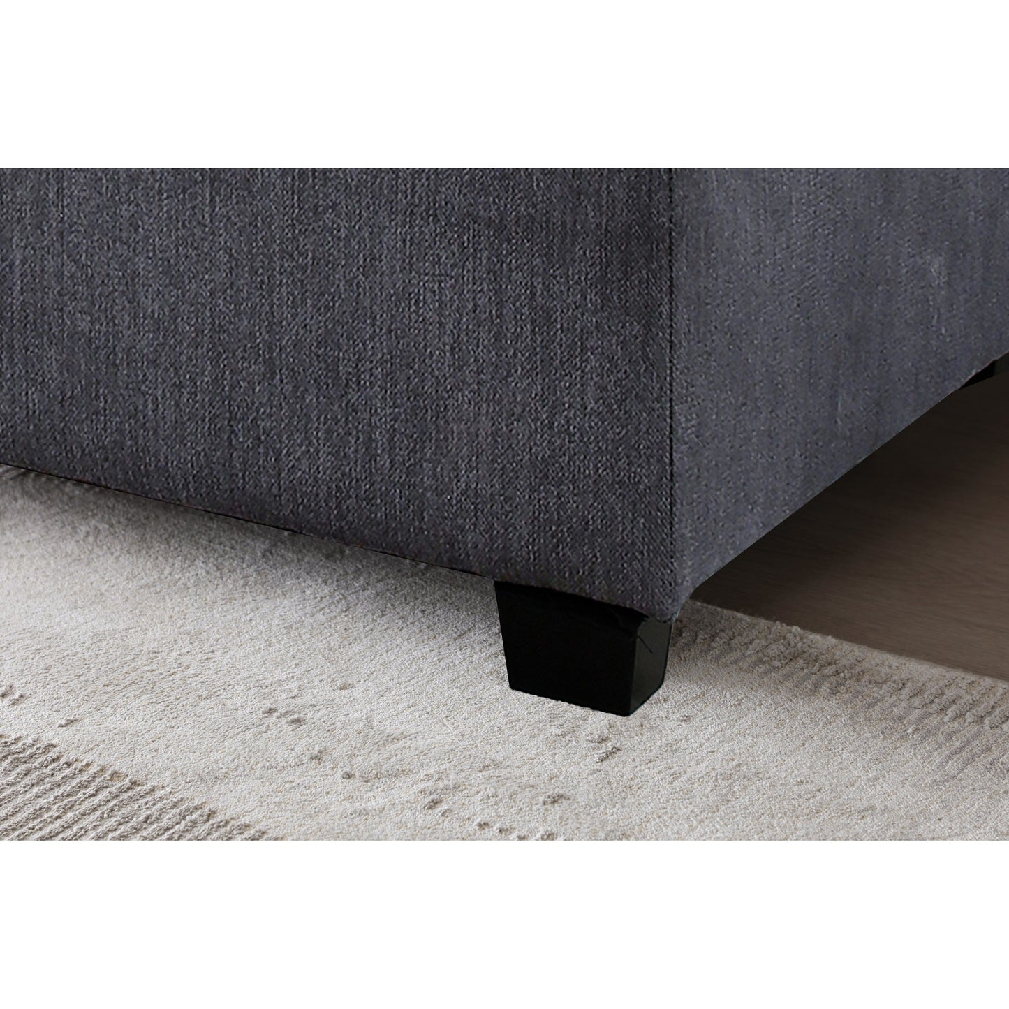 Canapé modulable en L en lin avec pouf réversible et coussins en duvet de canard moelleux, idéal pour le salon ou le bureau.