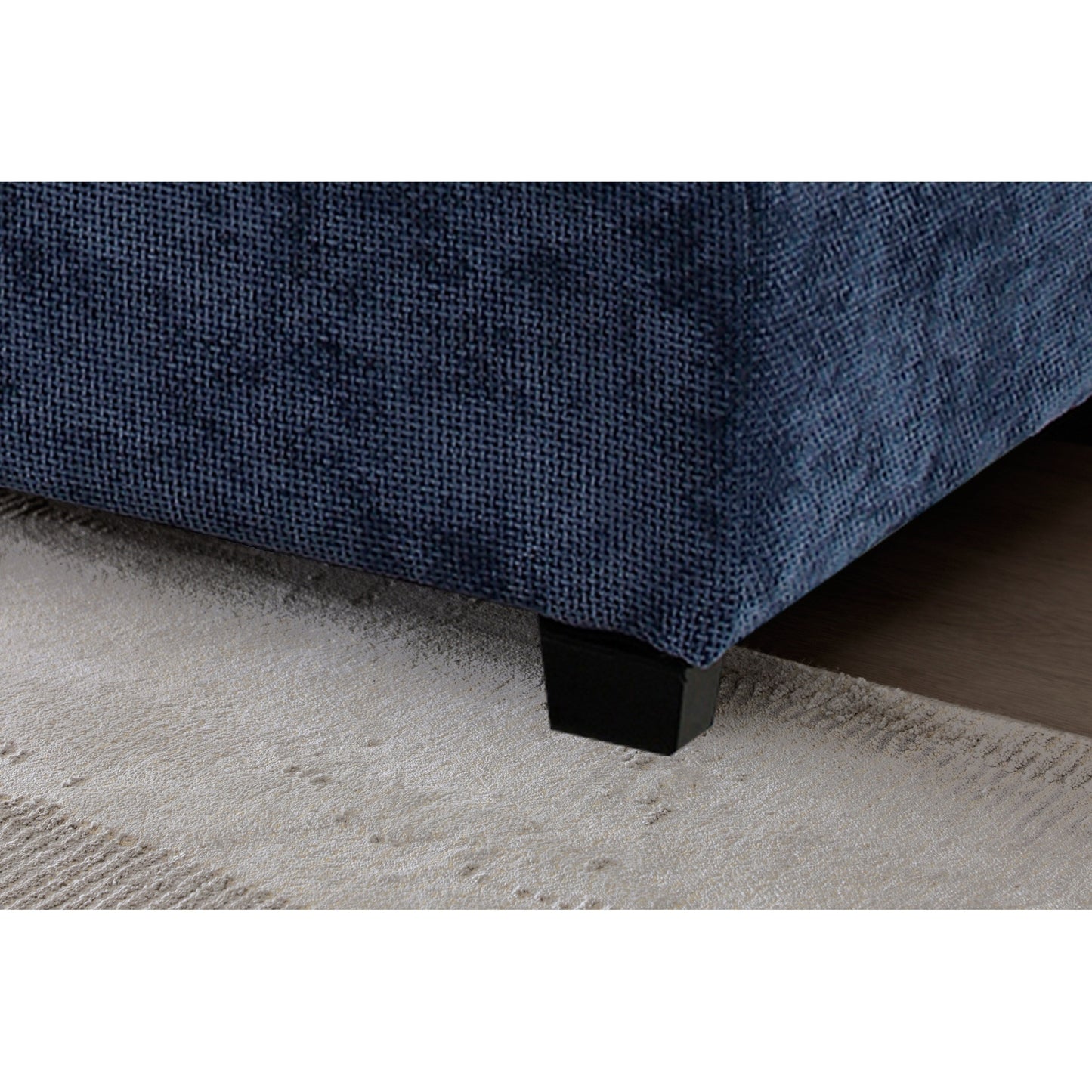 Canapé modulable en L en lin avec pouf réversible et coussins en duvet de canard moelleux, idéal pour le salon ou le bureau.