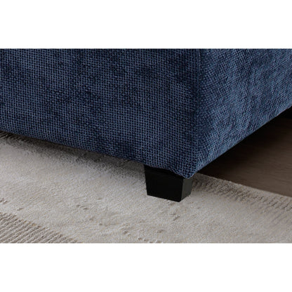 Canapé modulable en L en lin avec pouf réversible et coussins en duvet de canard moelleux, idéal pour le salon ou le bureau.