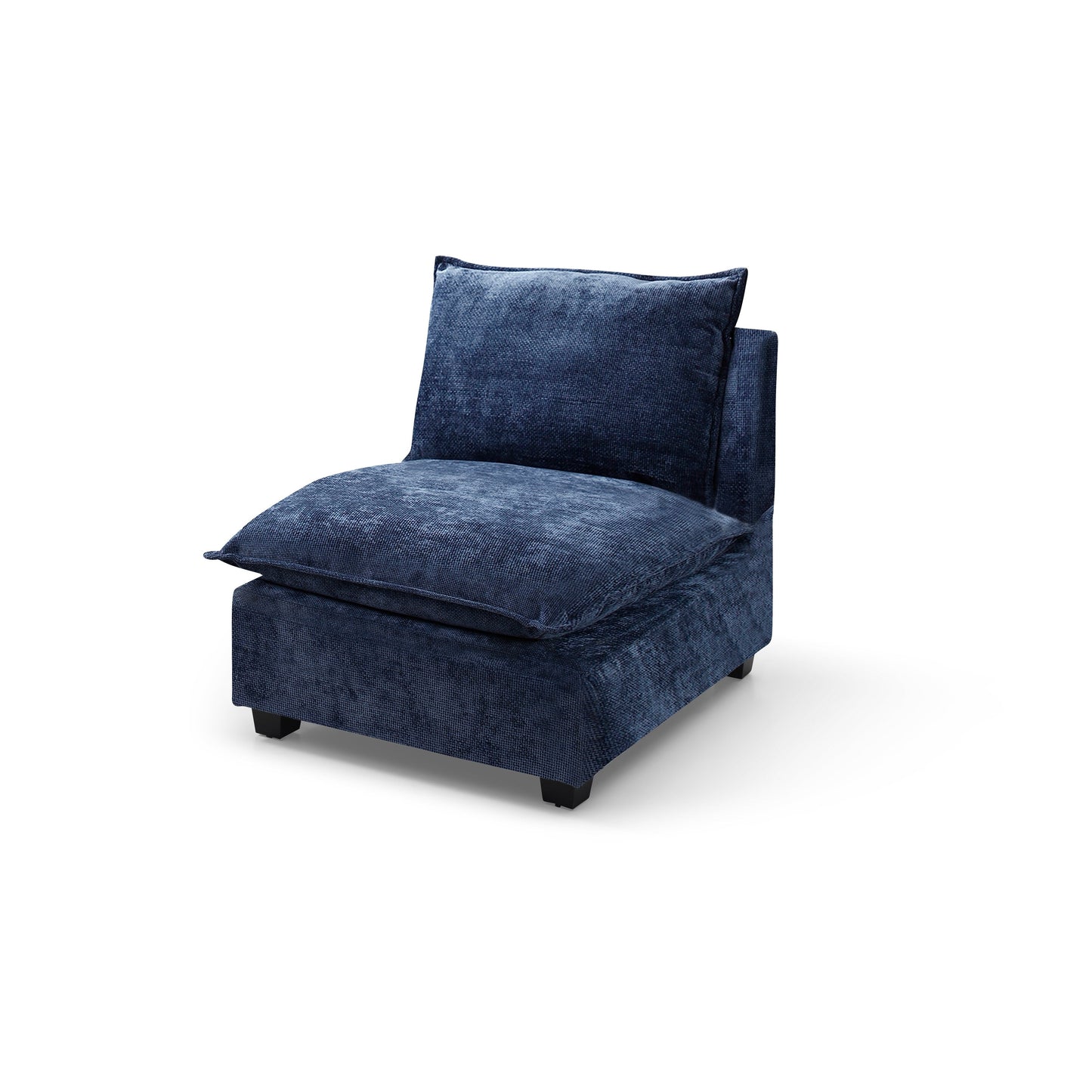 Canapé modulable en L en lin avec pouf réversible et coussins en duvet de canard moelleux, idéal pour le salon ou le bureau.