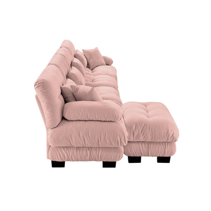 Canapé modulaire 4 places en forme de L, combinaison libre, canapé Cloud avec poufs convertibles pour le salon