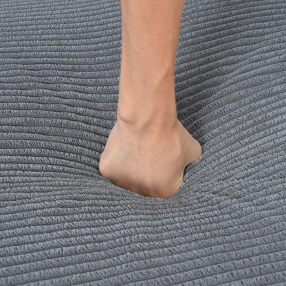 Canapé modulable en velours côtelé 6 places en forme de L avec pouf et pieds en bois pour salon ou bureau