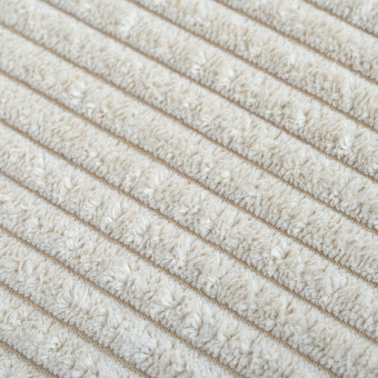 Canapé modulable en velours côtelé 6 places en forme de L avec pouf et pieds en bois pour salon ou bureau