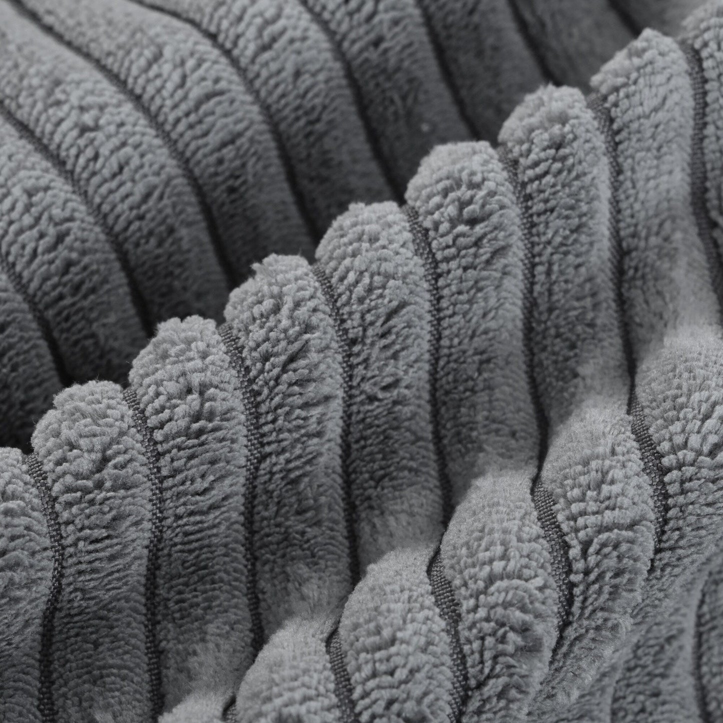 Canapé modulable en velours côtelé 6 places en forme de L avec pouf et pieds en bois pour salon ou bureau