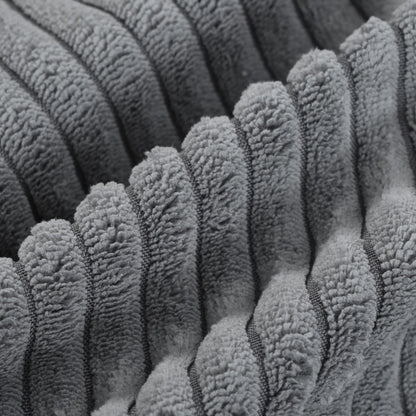 Canapé modulable en velours côtelé 6 places en forme de L avec pouf et pieds en bois pour salon ou bureau