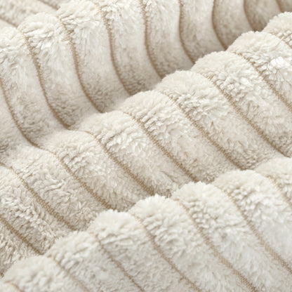 Canapé modulable en velours côtelé 6 places en forme de L avec pouf et pieds en bois pour salon ou bureau