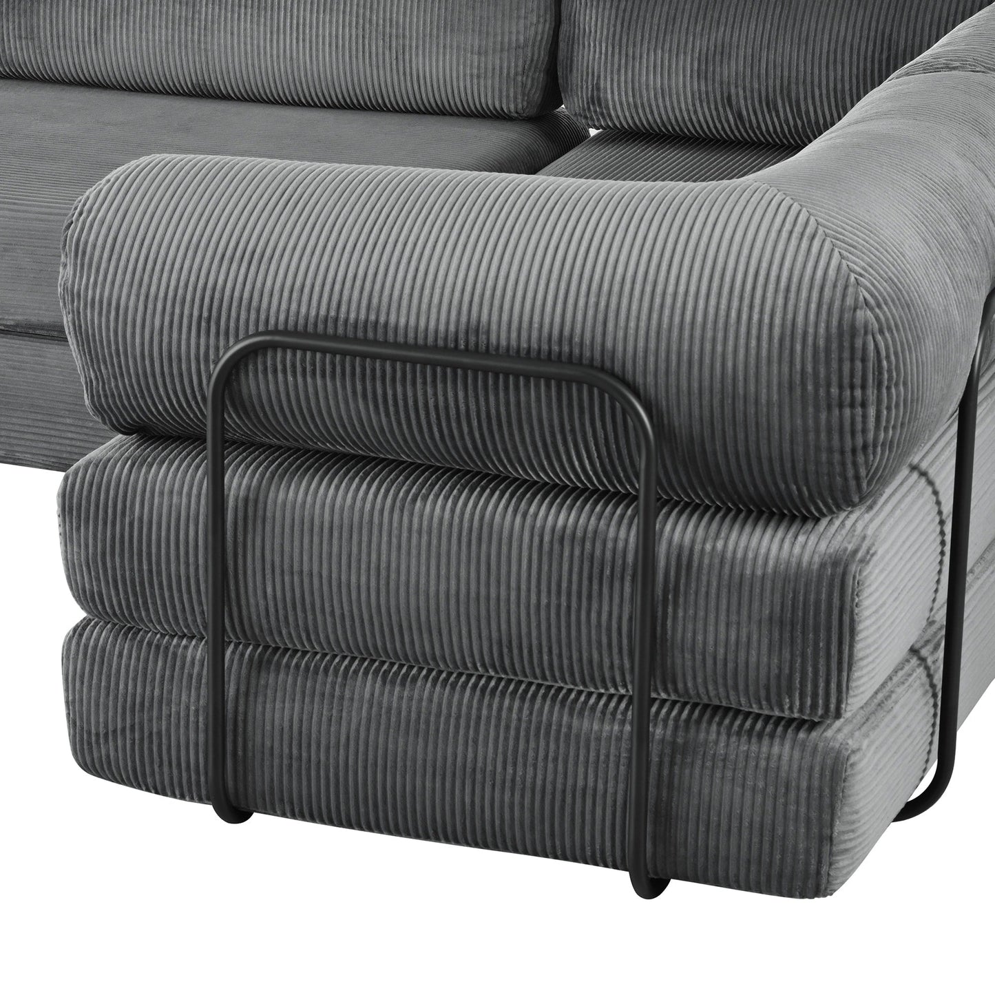 Canapé-lit modulaire en velours côtelé en forme de L, convertible, sectionnel, 4 places, avec coussins compensés, pour salon ou appartement