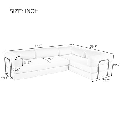 Canapé-lit modulaire en velours côtelé en forme de L, convertible, sectionnel, 4 places, avec coussins compensés, pour salon ou appartement