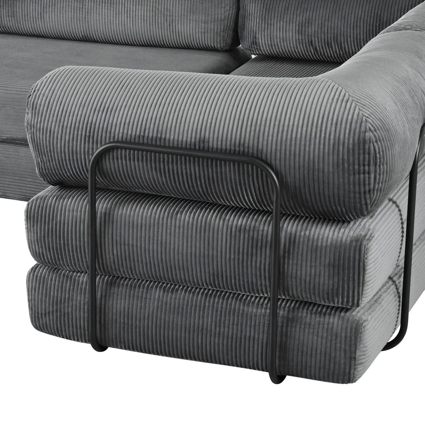 Canapé-lit modulaire en velours côtelé en forme de L, convertible, sectionnel, 4 places, avec coussins compensés, pour salon ou appartement