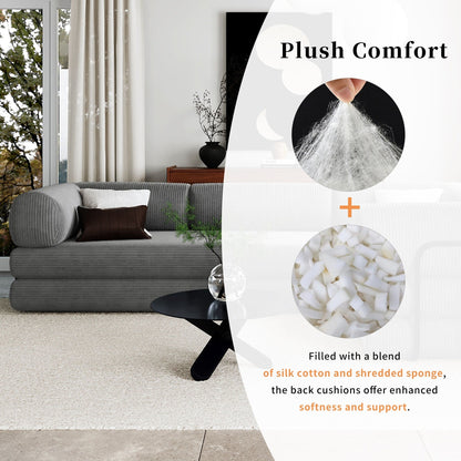 Canapé-lit modulaire en velours côtelé en forme de L, convertible, sectionnel, 4 places, avec coussins compensés, pour salon ou appartement