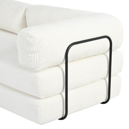 Canapé-lit modulaire en velours côtelé en forme de L, convertible, sectionnel, 4 places, avec coussins compensés, pour salon ou appartement