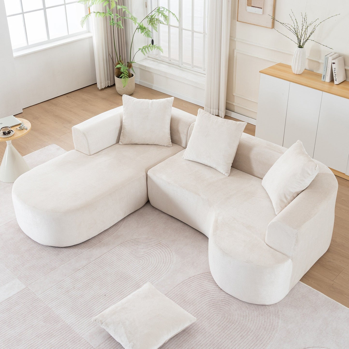 Canapé-lit modulaire en L avec méridienne et assise profonde pour salon ou bureau