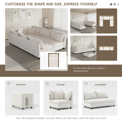 Canapé-lit sectionnel modulaire, ensemble de canapés en chenille avec oreillers, combinaison libre, canapé convertible