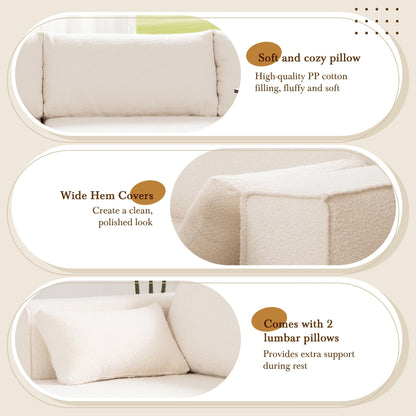 Canapé sectionnel modulaire avec table d'appoint gratuite, assise large, entièrement compressé, tissu bouclé infroissable avec méridienne