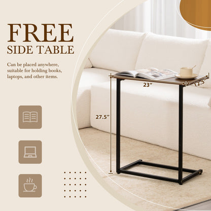 Canapé sectionnel modulaire avec table d'appoint gratuite, assise large, entièrement compressé, tissu bouclé infroissable avec méridienne