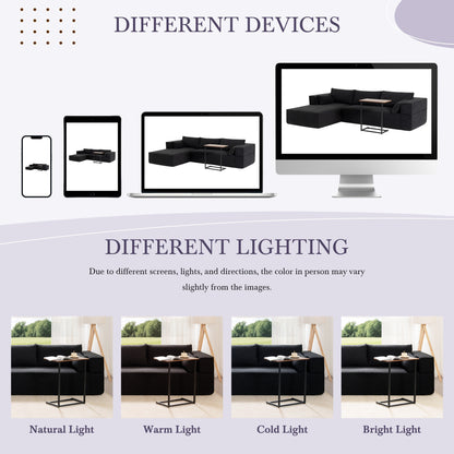 Canapé sectionnel modulaire avec table d'appoint gratuite, assise large, entièrement compressé, tissu bouclé infroissable avec méridienne