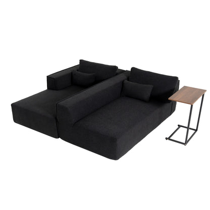 Canapé sectionnel modulaire avec table d'appoint gratuite, assise large, entièrement compressé, tissu bouclé infroissable avec méridienne