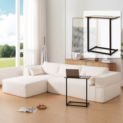 Canapé sectionnel modulaire avec table d'appoint gratuite, assise large, entièrement compressé, tissu bouclé infroissable avec méridienne