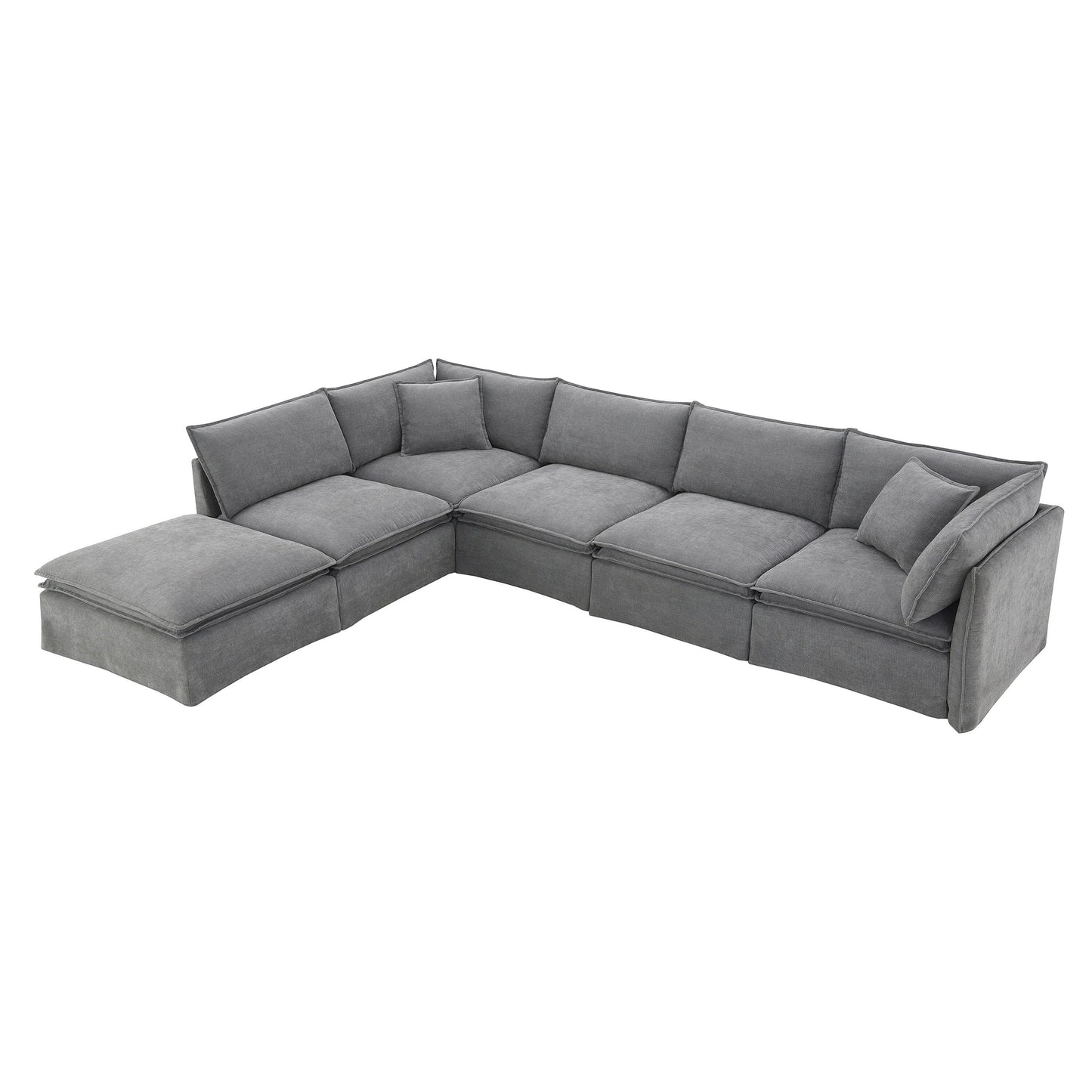 Canapé sectionnel modulaire avec pouf amovible, meuble d'intérieur rembourré en L, assise large, combinaison libre, canapé en chenille