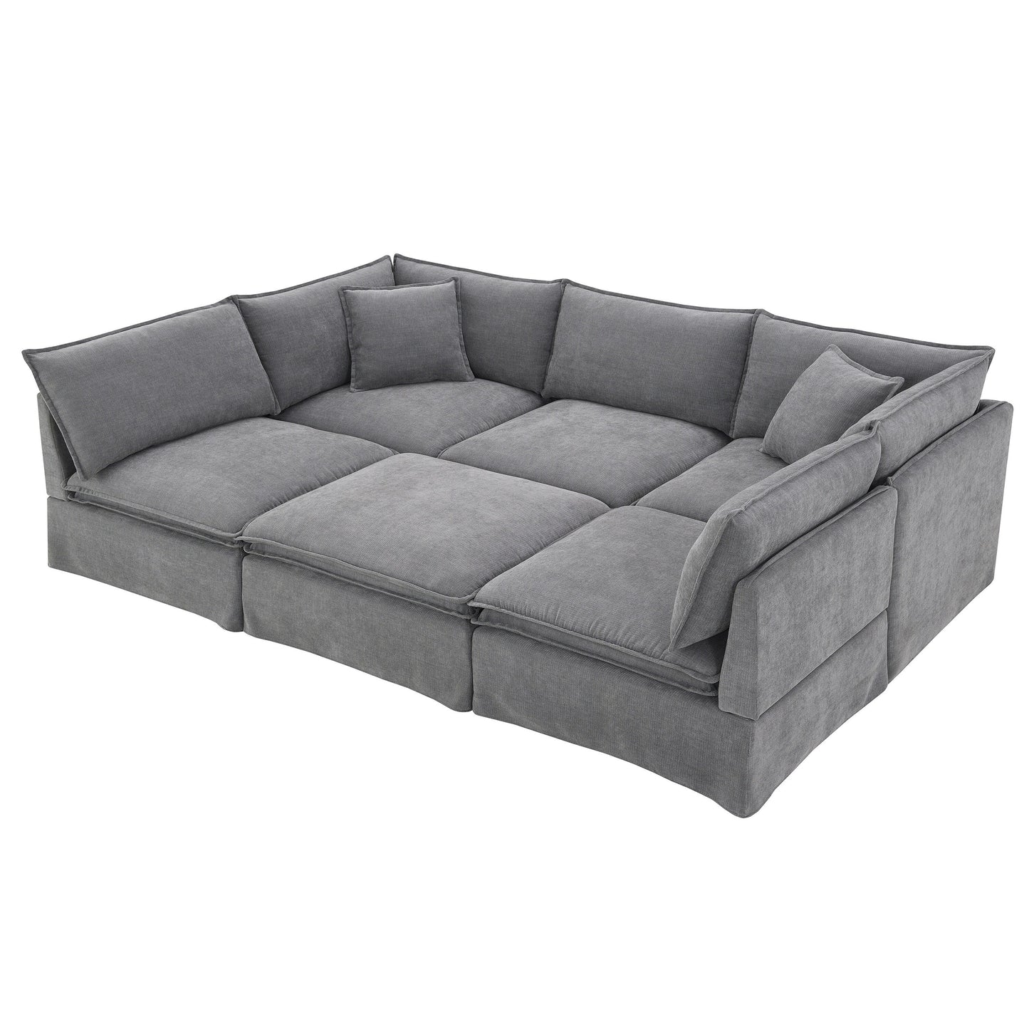 Canapé sectionnel modulaire avec pouf amovible, meuble d'intérieur rembourré en L, assise large, combinaison libre, canapé en chenille
