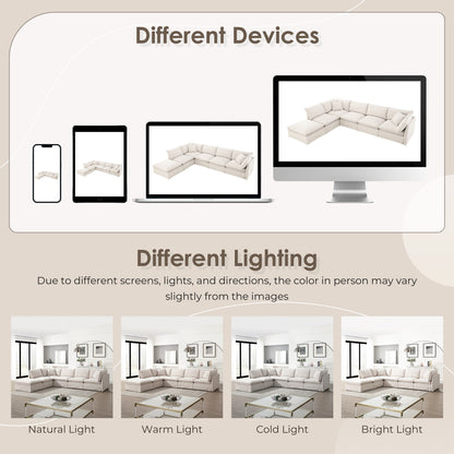Canapé sectionnel modulaire avec pouf amovible, meuble d'intérieur rembourré en L, assise large, combinaison libre, canapé en chenille