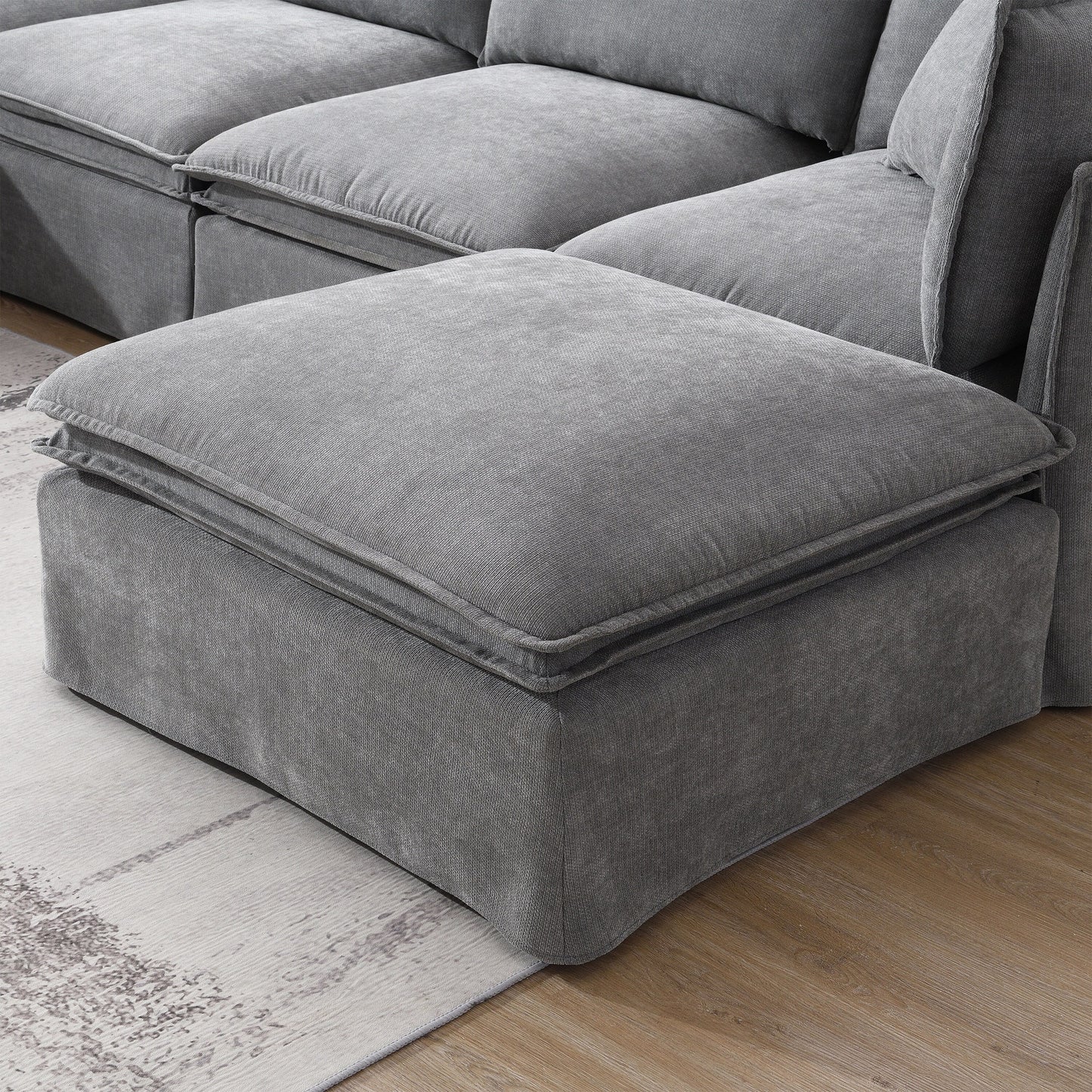 Canapé sectionnel modulaire avec pouf amovible, meuble d'intérieur rembourré en L, assise large, combinaison libre, canapé en chenille