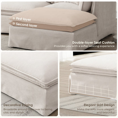 Canapé sectionnel modulaire avec pouf amovible, meuble d'intérieur rembourré en L, assise large, combinaison libre, canapé en chenille