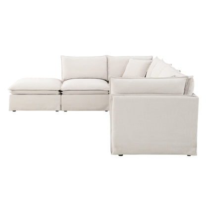 Canapé sectionnel modulaire avec pouf amovible, meuble d'intérieur rembourré en L, assise large, combinaison libre, canapé en chenille