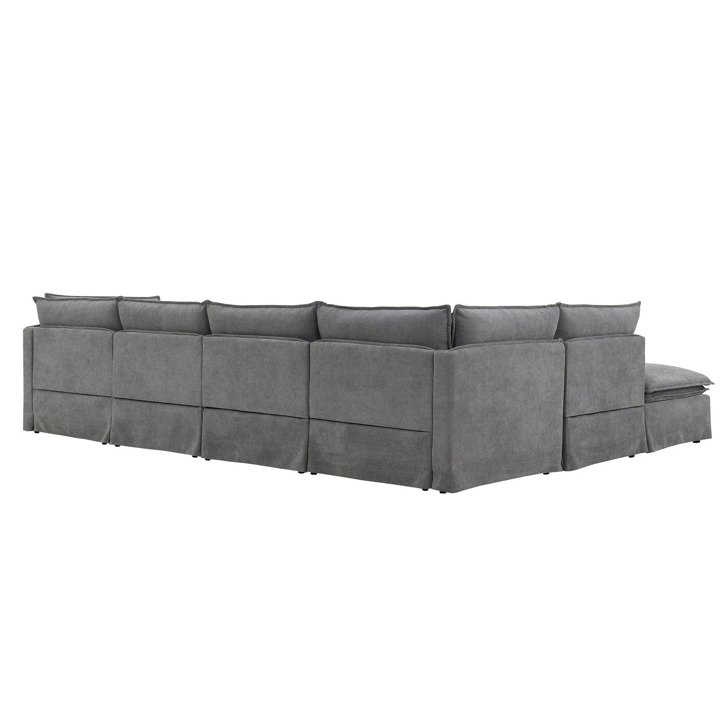 Canapé sectionnel modulaire avec pouf amovible, meuble d'intérieur rembourré en L, assise large, combinaison libre, canapé en chenille