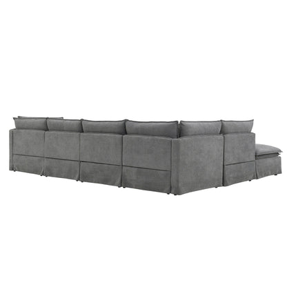 Canapé sectionnel modulaire avec pouf amovible, meuble d'intérieur rembourré en L, assise large, combinaison libre, canapé en chenille