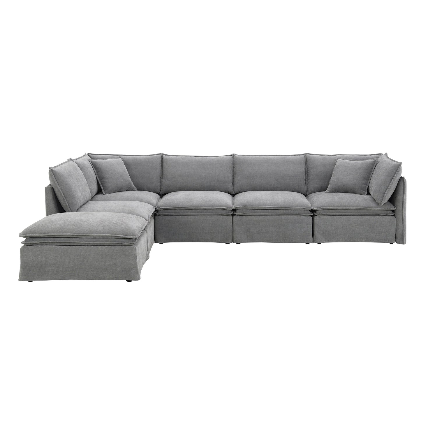 Canapé sectionnel modulaire avec pouf amovible, meuble d'intérieur rembourré en L, assise large, combinaison libre, canapé en chenille