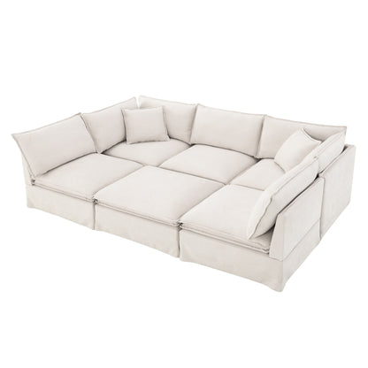 Canapé sectionnel modulaire avec pouf amovible, meuble d'intérieur rembourré en L, assise large, combinaison libre, canapé en chenille