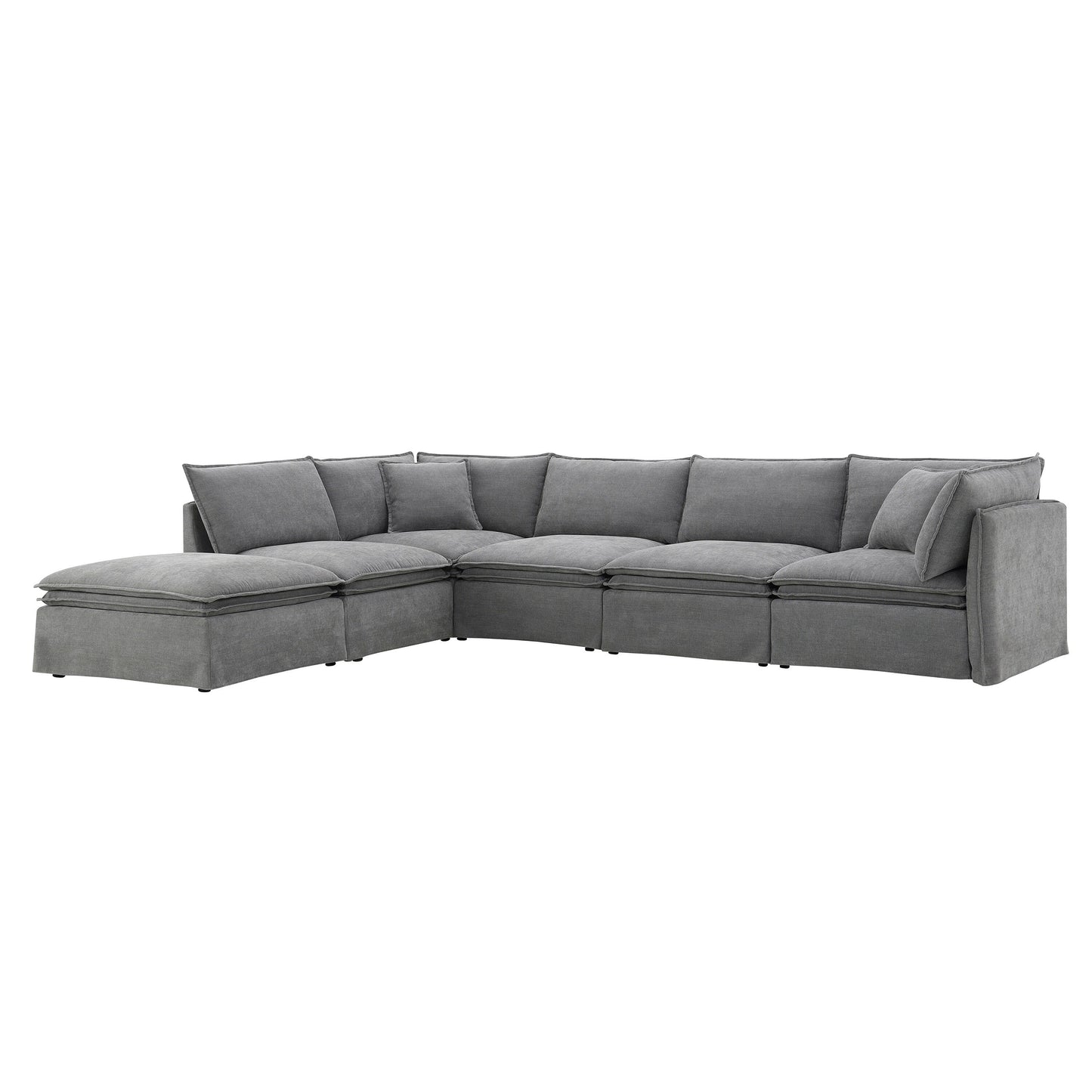 Canapé sectionnel modulaire avec pouf amovible, meuble d'intérieur rembourré en L, assise large, combinaison libre, canapé en chenille