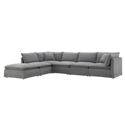 Canapé sectionnel modulaire avec pouf amovible, meuble d'intérieur rembourré en L, assise large, combinaison libre, canapé en chenille
